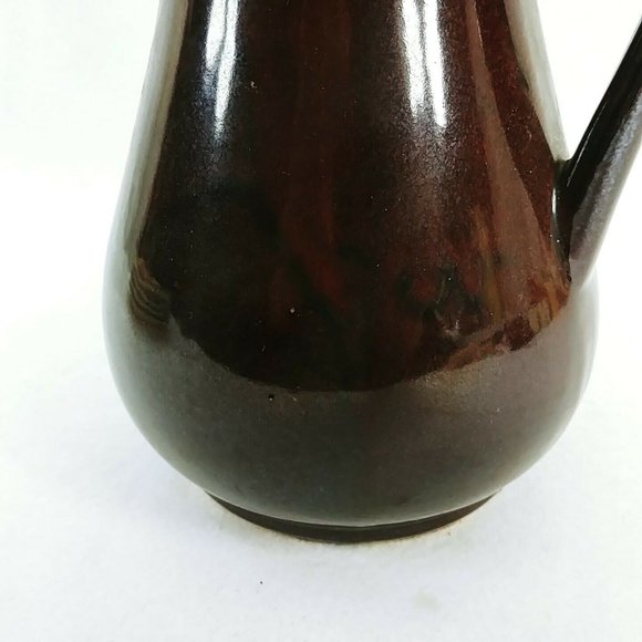 Pitcher Drip Glaze Pottery Brown Cream Farmhouse Country Cottage Vintage Decor - Picture 3 of 9